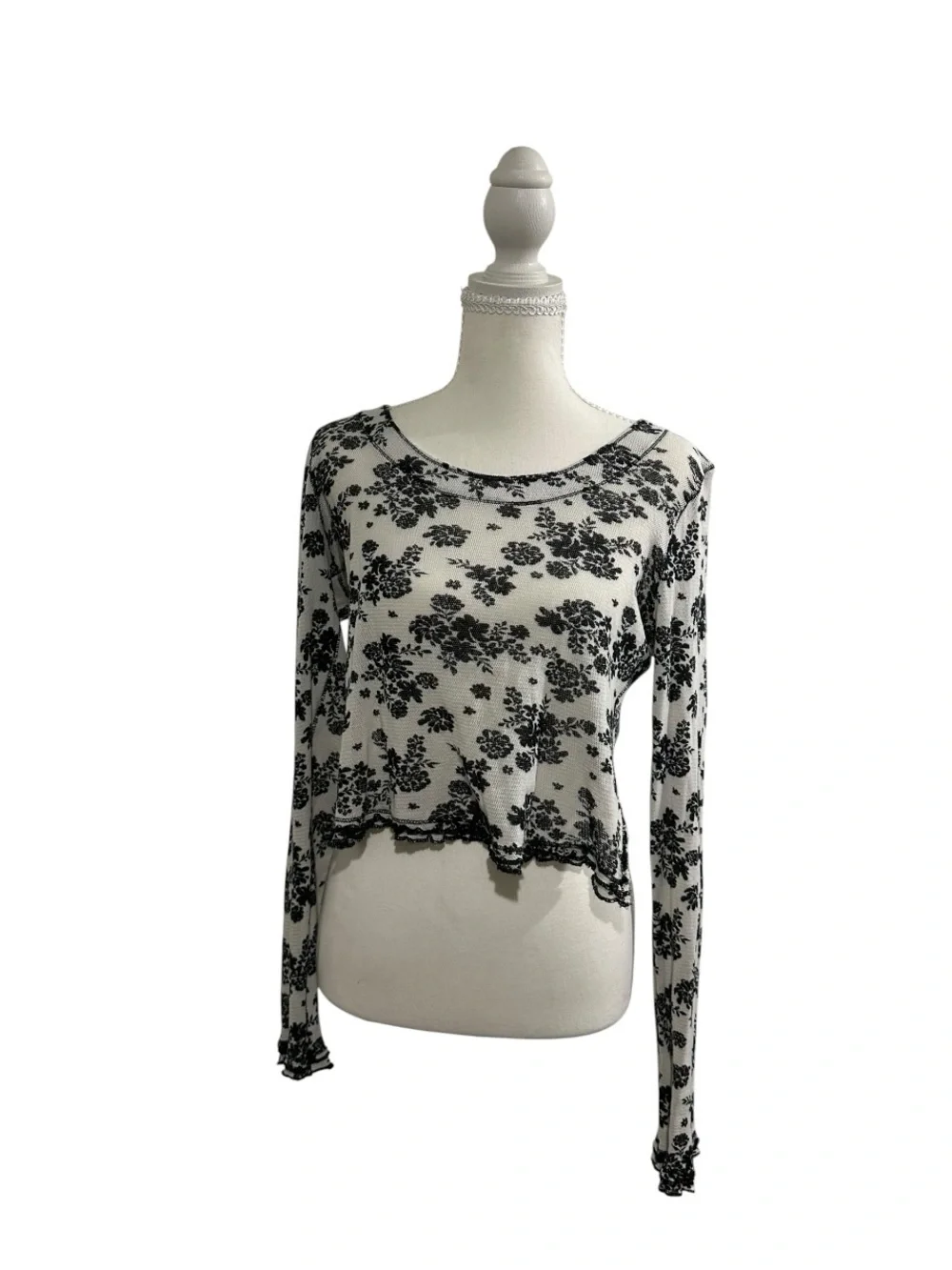 ALTERED Free People Garner Long Sleeve Thermal Floral Ruffle size M